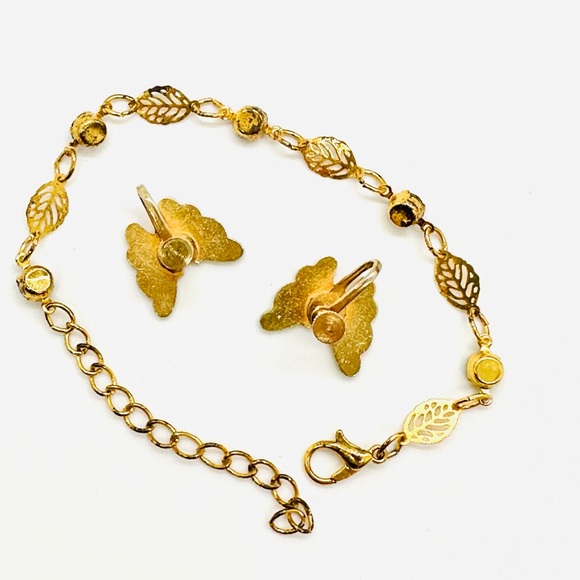 Vintage Butterfly Earrings & Rhinestone Bracelet - Picture 6 of 10
